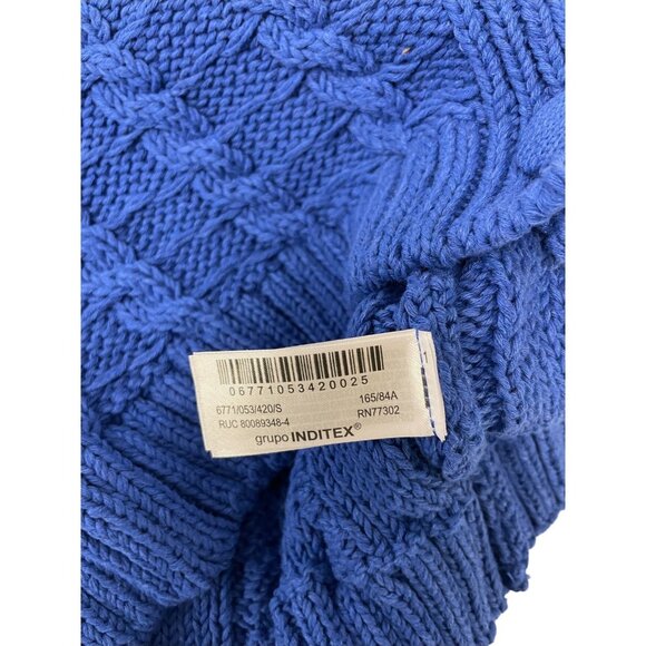 Zara Womens Cardigan Sweater S Small Blue Cable Knit Short Sleeve 6771/053 NWT - Picture 8 of 14